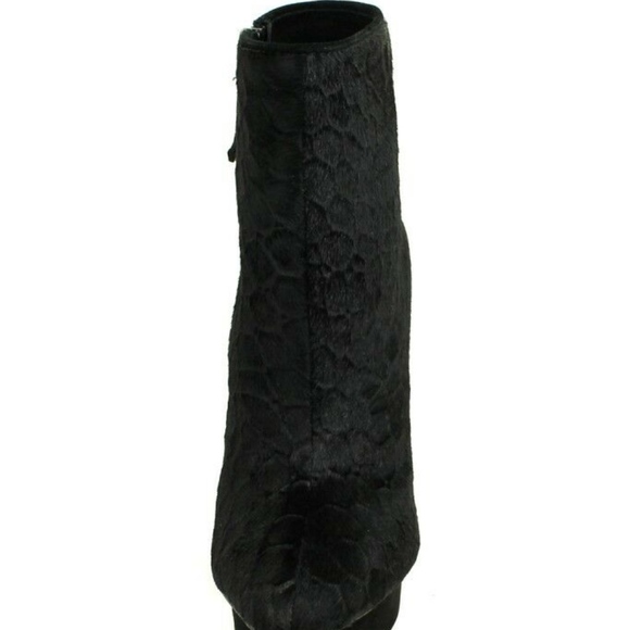 L.A.M.B. NOSS EMBOSSED FUR PEDASTAL PLATFORM STILLETTO BOOTIE - Picture 4 of 11